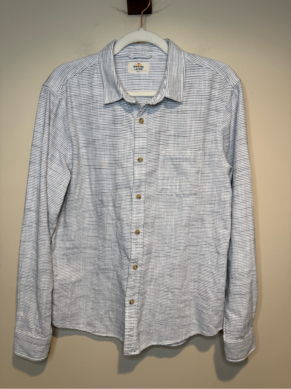 Marine Layer 100% cotton Selvage long sleeve Shirt Men’s small - Picture 4 of 11